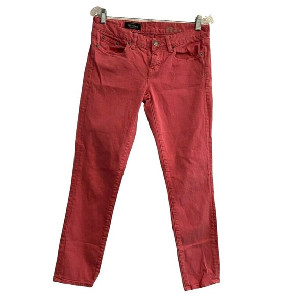 J Crew 8" Toothpick Jeans Women's Size 28 Ankle Denim Pink Coral - Picture 1 of 9